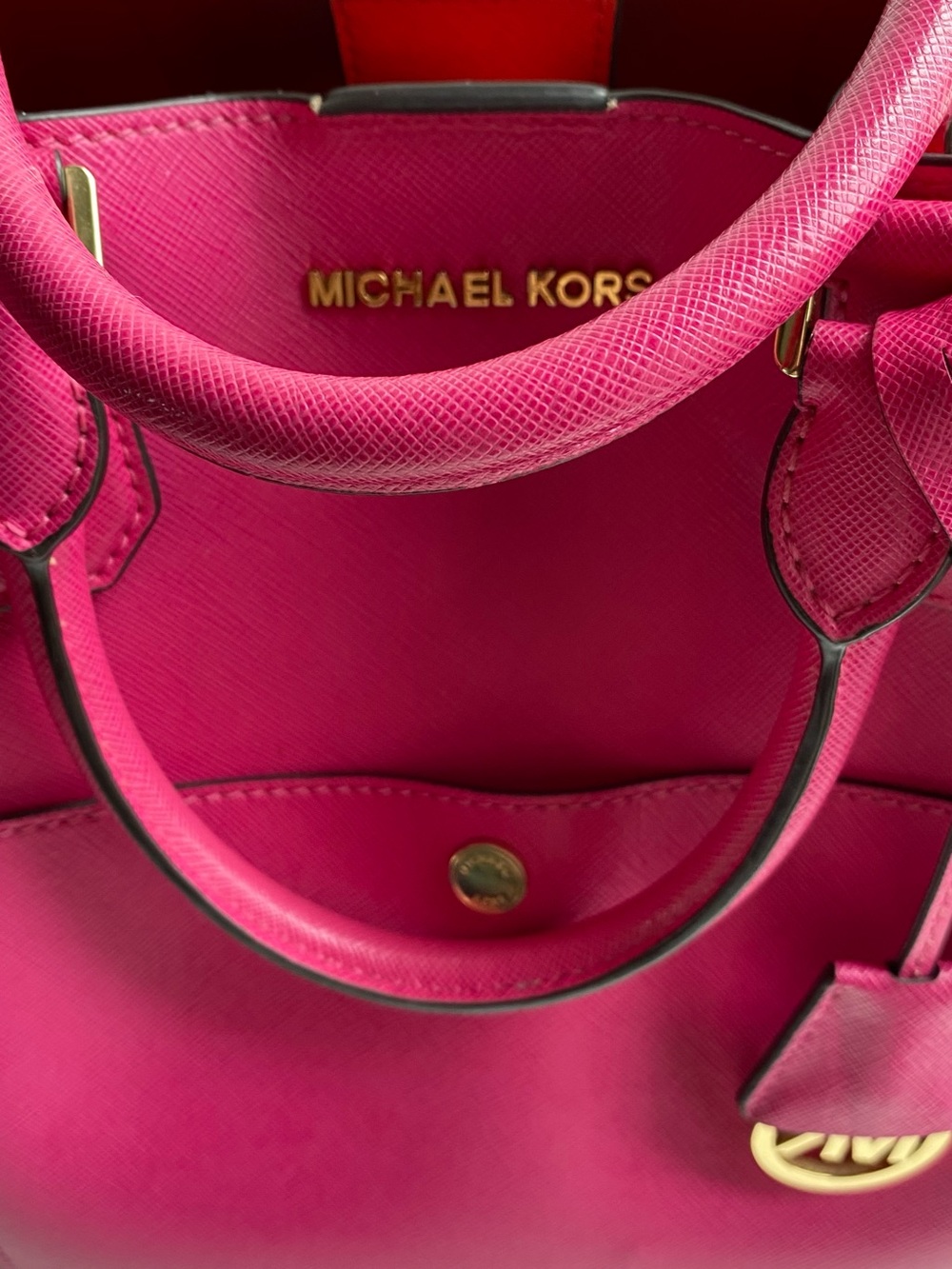 Michael Kors Fuchsia Saffiano Leather Bag - Picture 10 of 13